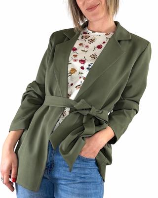 Habiti - Blazer con cintura - VERDE MILITARE