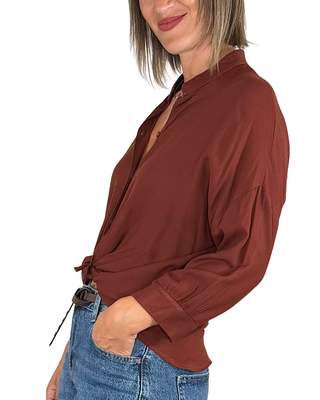 Habiti - Camicia fiocco di viscosa - MATTONE
