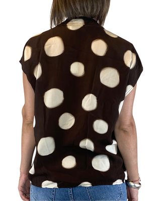 Habiti - Blusa scollo V a pois in viscosa - MORO