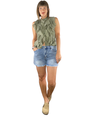 Habiti - Shorts sfrangiati con strass - JEANS