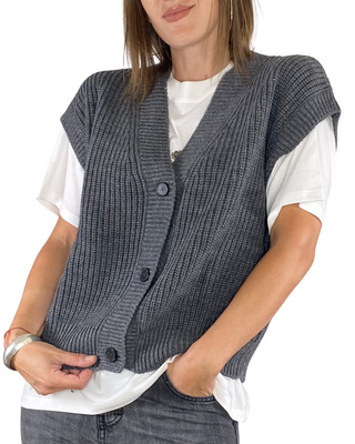 Vicolo - Gilet punto inglese - ANTRACITE