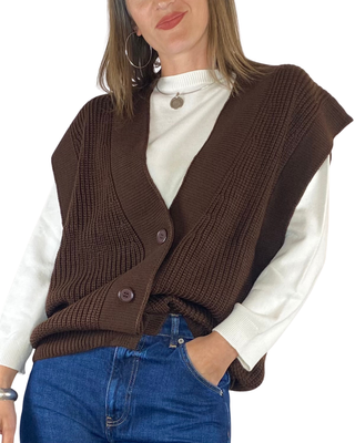 Susy Mix - Gilet punto inglese - MORO