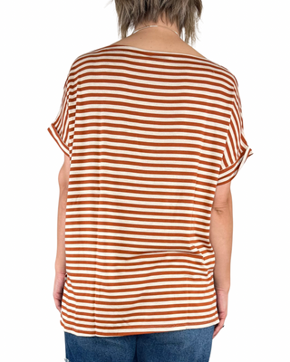 Habiti - T-shirt righe a scatola - MATTONE