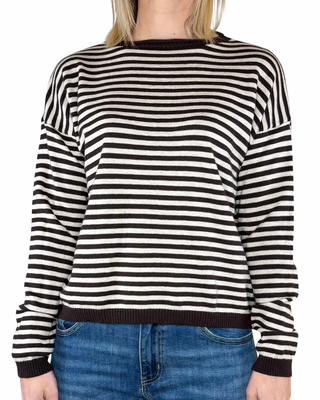 Habiti - Maglia righe collo rotolino - MORO