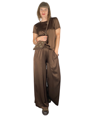 Vicolo - Pantalone palazzo viscosa - MORO