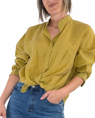 Habiti - Camicia coreana in lyocell - SENAPE