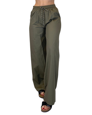 Habiti - Pantalone palazzo popeline - VERDE MILITARE