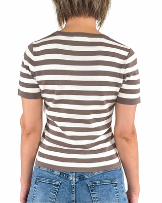 Habiti - Striped Viscose T-shirt - MUD