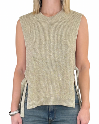 Souvenir - Gilet lurex fiocchi laterali - ORO