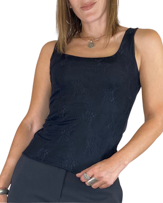 Susy Mix - Canotta pizzo e tulle - NERO