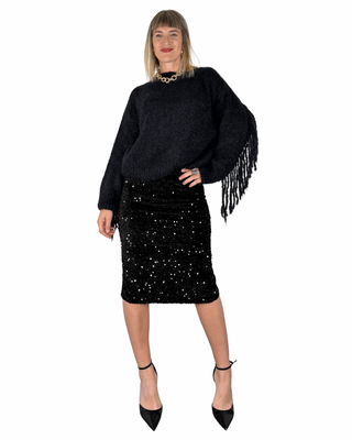 Habiti - Maglia mohair frange - NERO