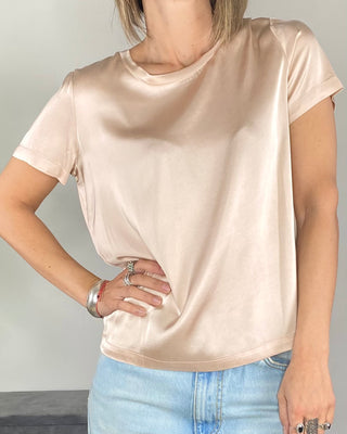 vicolo - t-shirt viscosa m/manica - cipria