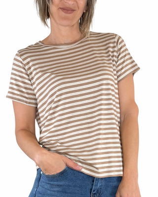 Habiti - Regular T-Shirt mit Streifen aus Viskose - SCHLAMM