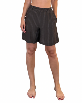 Habiti - Coordinato bermuda gilet gessato - MORO