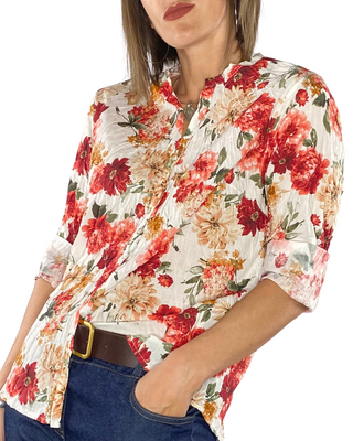 Habiti - Camicia fantasia 100% cotone - ROSSO