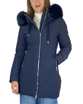 Habiti - Giaccone slim tessuto tecnico - BLU