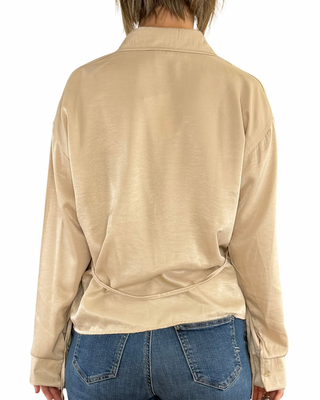 Habiti - Camicia con coulisse in viscosa - BEIGE