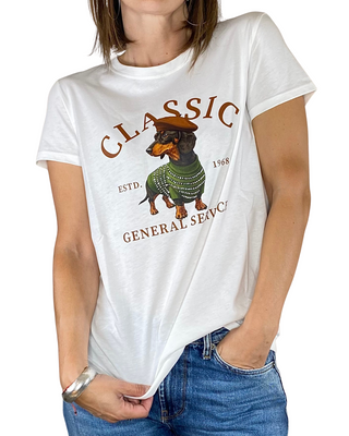 vicolo - t-shirt bassotto c/strass - panna