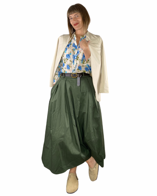Habiti - Gonna lunga con tasche ed elastico - VERDE MILITARE