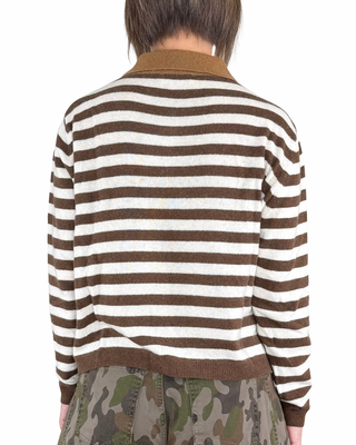 Habiti - Polo righe misto cashmere - TABACCO