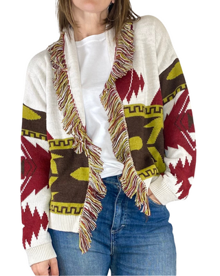 Susy Mix - Cardigan etnico corto - BURRO