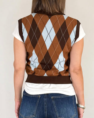 susy mix - gilet slim rombi - moro