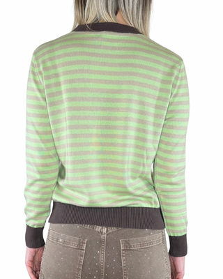 CADì maglia cotone righe bordi contrasto moro - vista posteriore