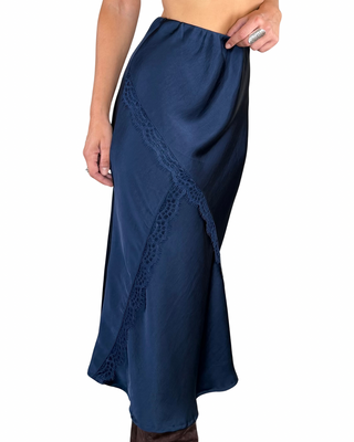 Habiti - Gonna svasata con pizzo - BLU