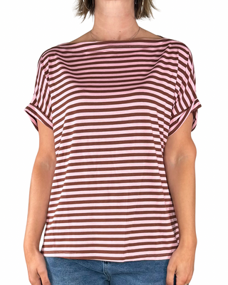 Habiti - T-shirt righe a scatola - ROSA