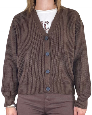 vicolo - cardigan punto inglese - moro
