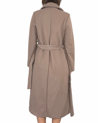 Habiti - Cappotto doppiopetto con cintura - FANGO