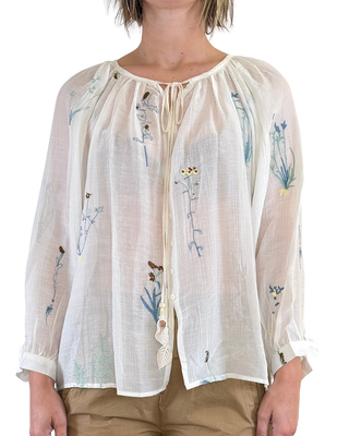CADì - Camicia ricamata in tencel - PANNA