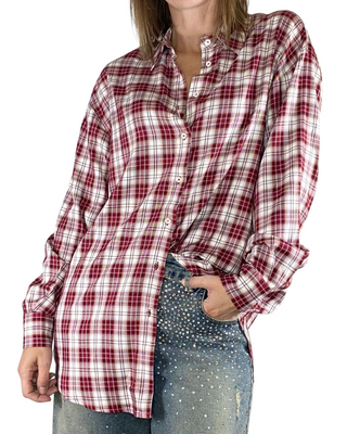 Motel - Camicia lunga fiocco di viscosa - ROSSO