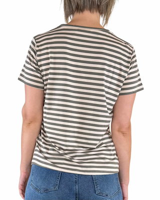 Habiti - Regular T-Shirt mit Streifen aus Viskose - MILITÄRGRÜN