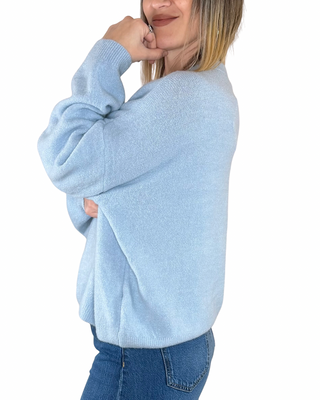 CADì - Maglia stondata misto alpaca - CELESTE