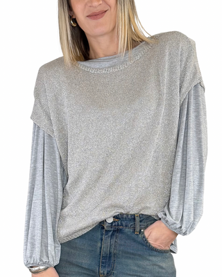 Tensione In - T-shirt spalline aletta imbottite - GRIGIO
