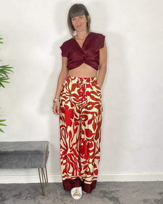 Vicolo - Pantalone palazzo fantasia - ROSSO
