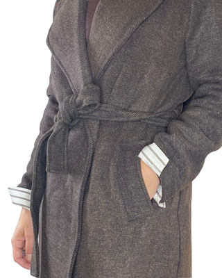 Susy Mix - Cappotto spinato a vestaglia - MORO