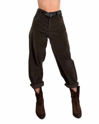 Susy Mix - Pantalone uovo velluto liscio - MORO