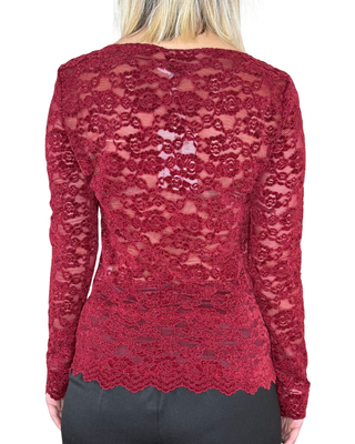 Susy Mix - T-shirt barchetta pizzo - BORDEAUX