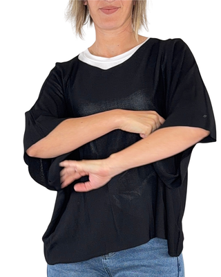 Habiti - Boxy kimono top - BLACK