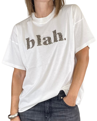 Vicolo - T-shirt "blah" glitter - PANNA