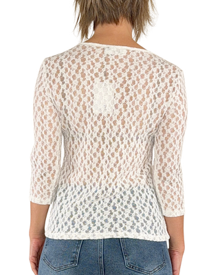 Habiti - T-Shirt mit 3/4-Spitzenärmeln - WEISS