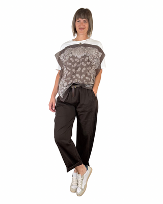 Habiti - Pantalone barrel Fiorella - MORO