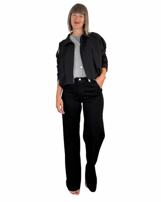 Habiti - Jeans palazzo tasca francese - NERO