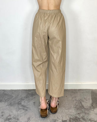 cadì - pantalone potsdam cropped ecopelle - kaki