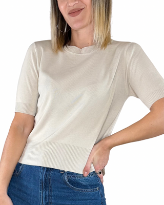 Susy Mix - Maglia viscosa mezza manica - BEIGE