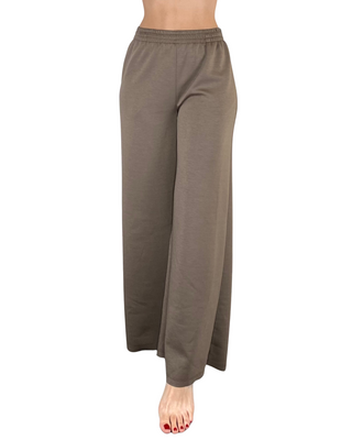Habiti - Pantalone palazzo scuba - FANGO