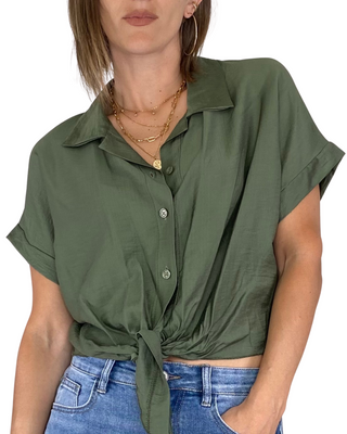 Habiti - Camicia manica scesa con nodo - VERDE MILITARE