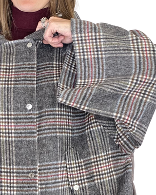 vicolo - mantella check cappuccio - fango